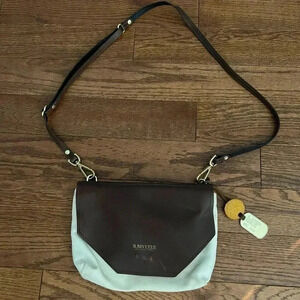 R. Riveter American Handmade Crossbody Bag Brown Leather Tan Canvas